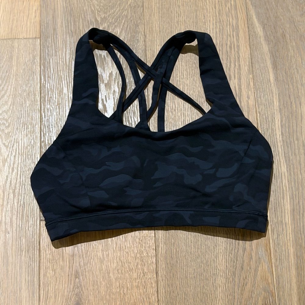 Lululemon Black Camo Strappy Sports Bra
